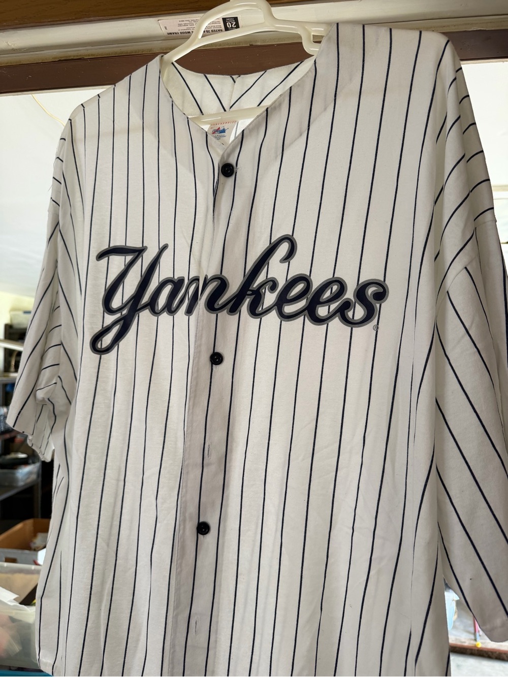 Yankees White Navy Pinstripe Baseball Jersey shirt